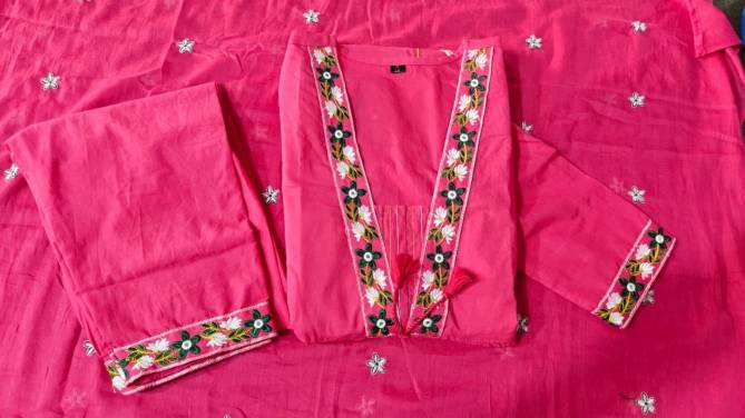 KF Kalaai Pink Cotton Designer Kurti With Bottom Dupatta Exporters In India
